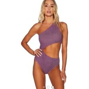 New Free People Beach Riot Celine Shine One-Piece $148 SMALL Purple AMETHYST